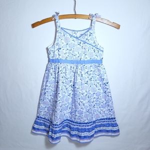 Oshkosh White & Periwinkle Floral Summer Dress Girls Sz 4T EUC